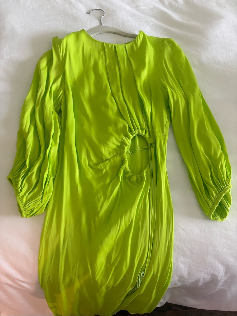 FARM Rio Lime Green Maxi Dress with Balloon Sleeves and Tie Detail - Picture 4 of 4